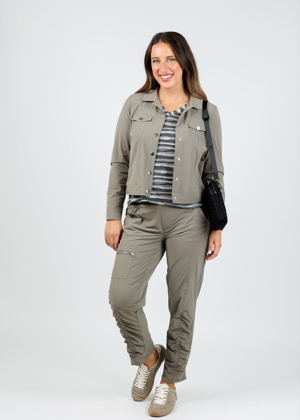 Peace of Cloth Ruby Jean Jacket in Mink paired with matching Ash Zip Pull-On Pants available at Barbara Katz