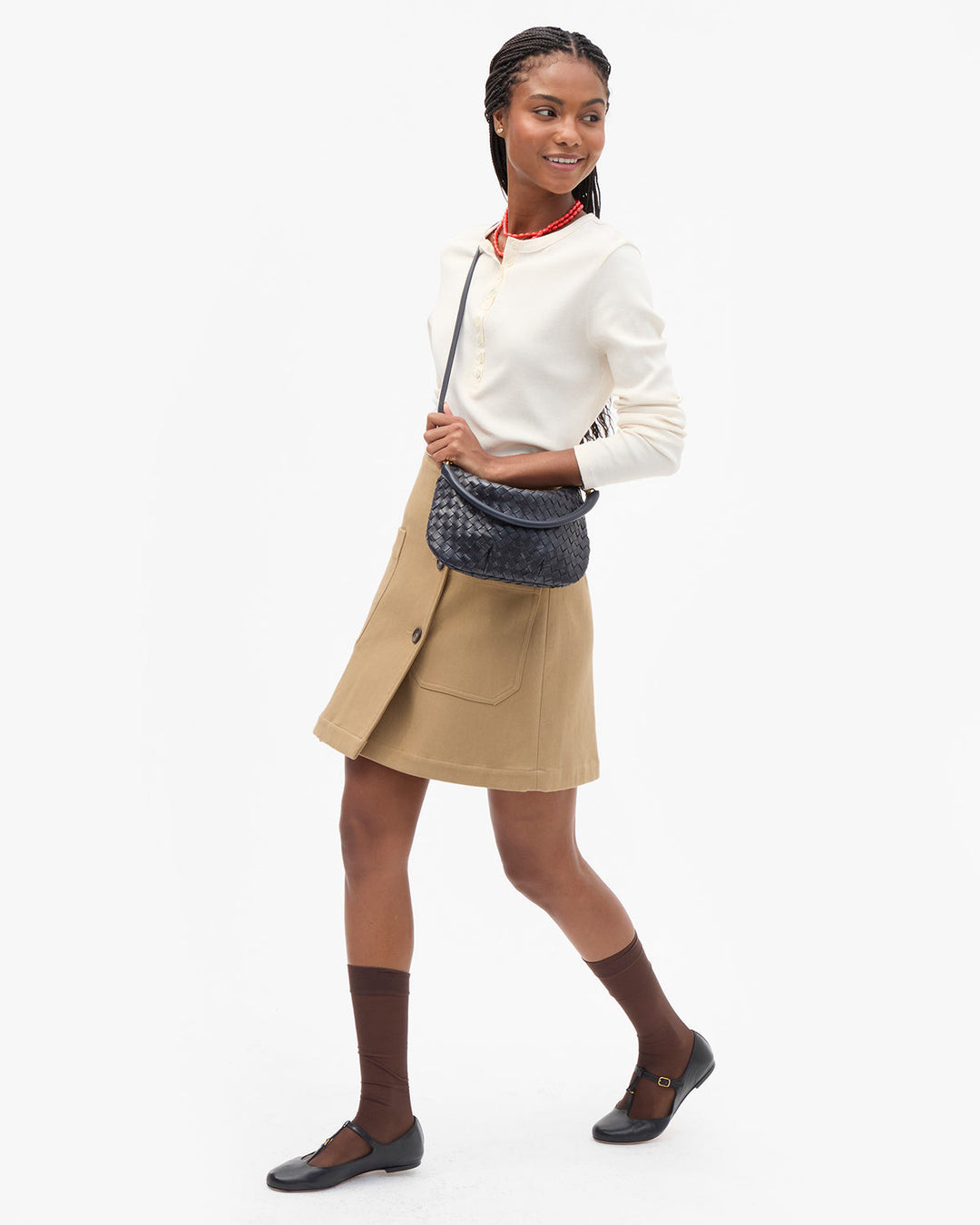 Clare V Petit Moyen Messenger Bag in Twilight Diagonal Woven available at Barbara Katz