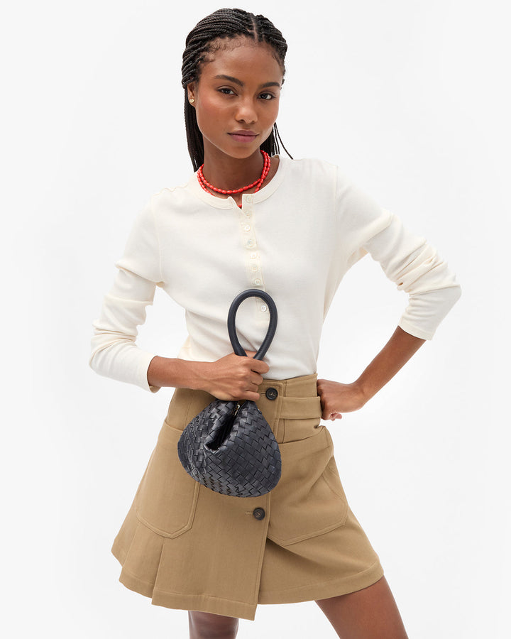 Clare V Petit Moyen Messenger Bag in Twilight Diagonal Woven available at Barbara Katz