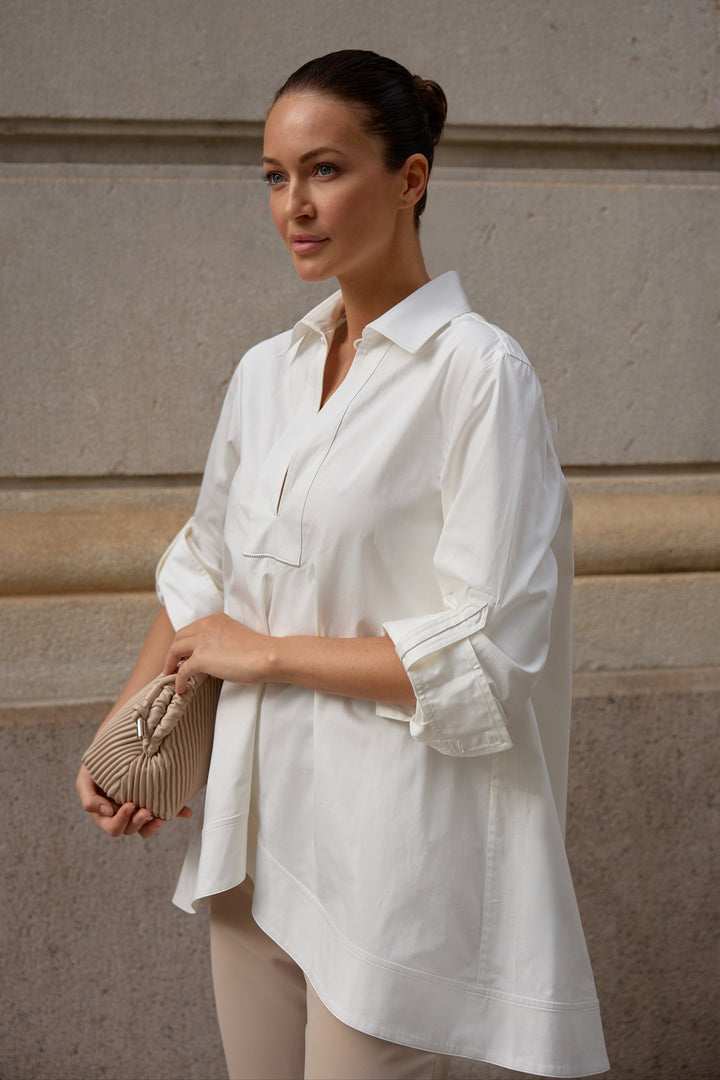 Diomi Tunic Blouse in White available at Barbara Katz