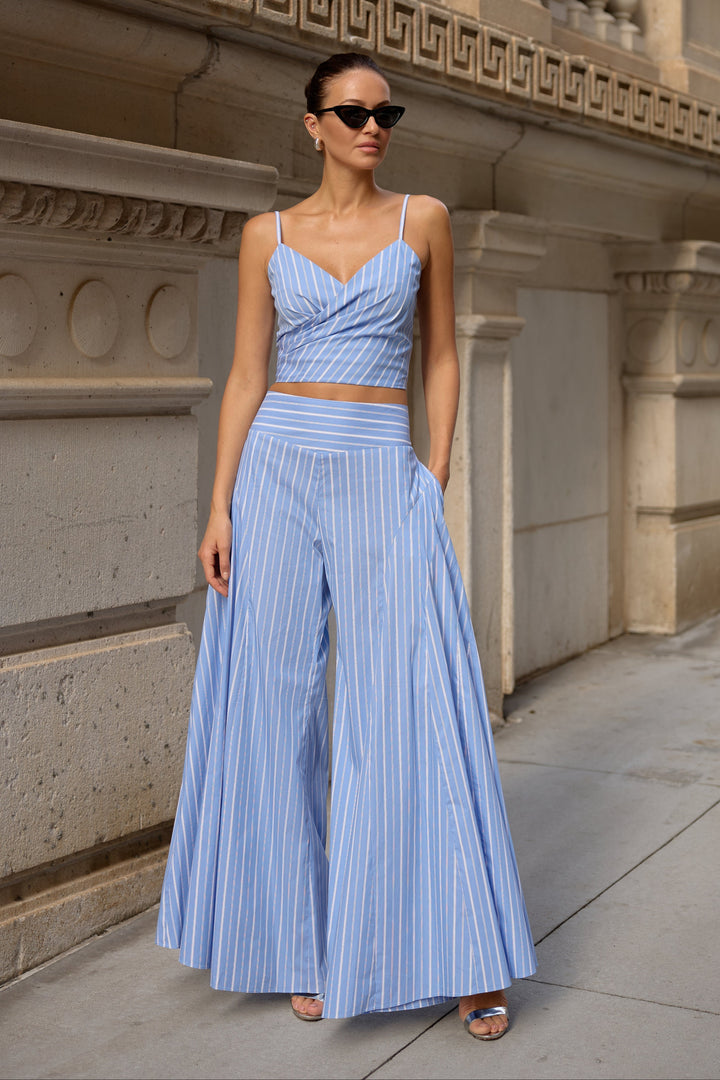 Diomi Drey Cotton Crop Top in Blue White Stripe available at Barbara Katz