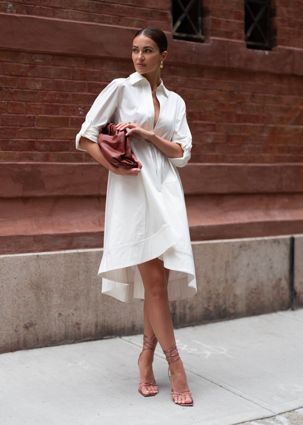 Diomi Midi Tunic Dress in White available at Barbara Katz