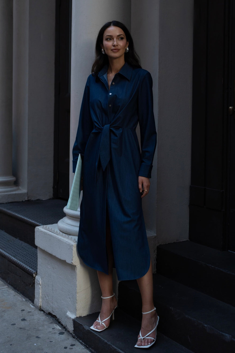 Diomi Amelia Cotton Dress in Indigo Denim available at Barbara Katz