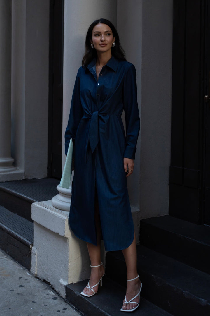 Diomi Amelia Cotton Dress in Indigo Denim available at Barbara Katz