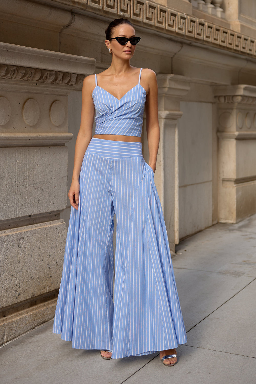Diomi Monaco Pants in Blue/White Stripe available at Barbara Katz