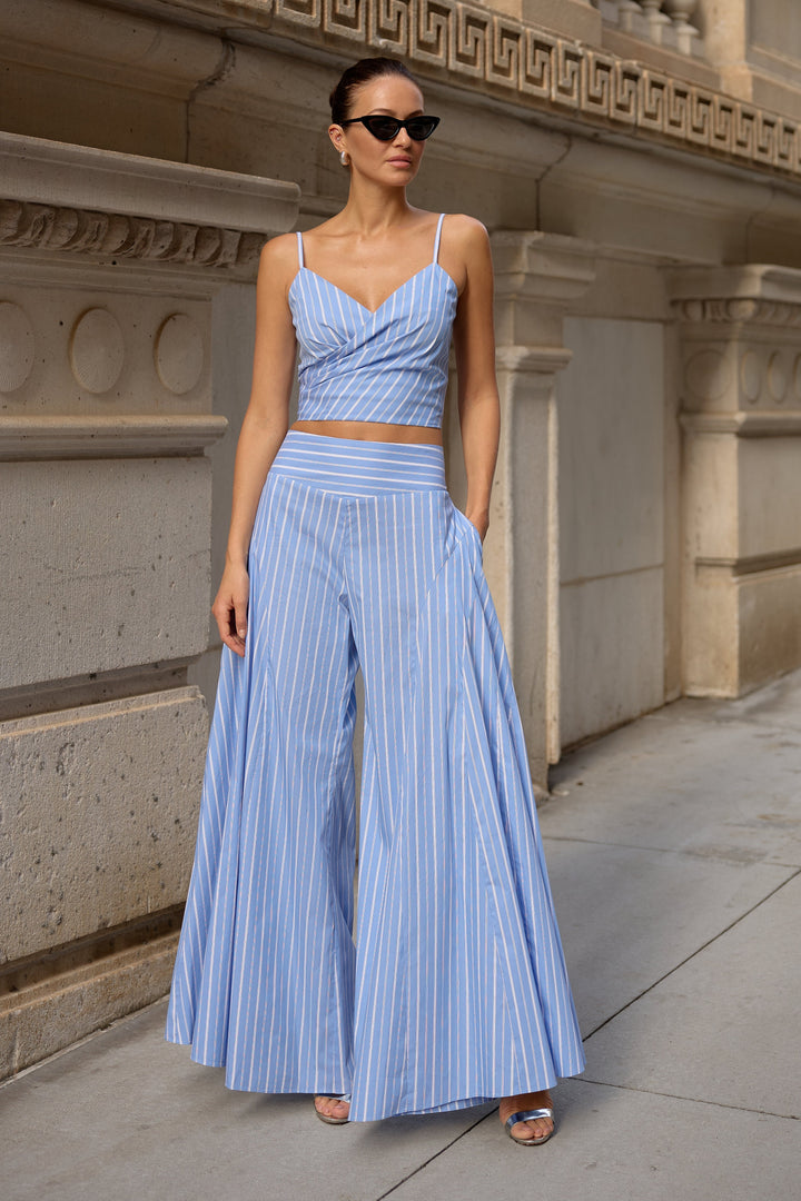Diomi Monaco Pants in Blue/White Stripe available at Barbara Katz