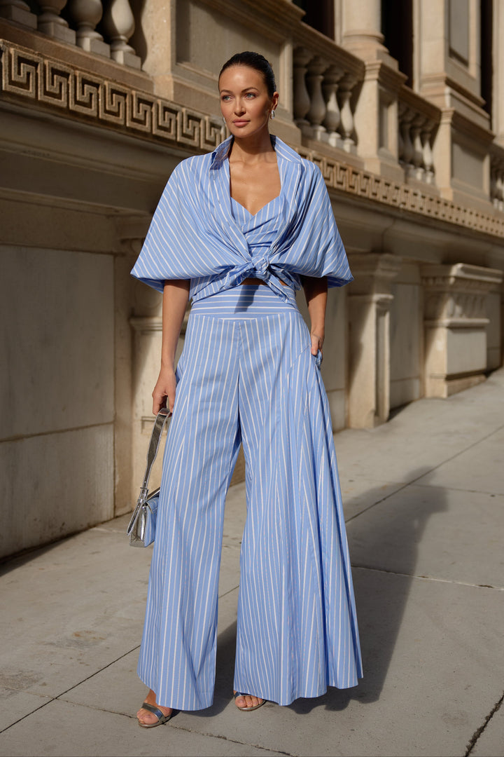Diomi Monaco Pants in Blue/White Stripe available at Barbara Katz