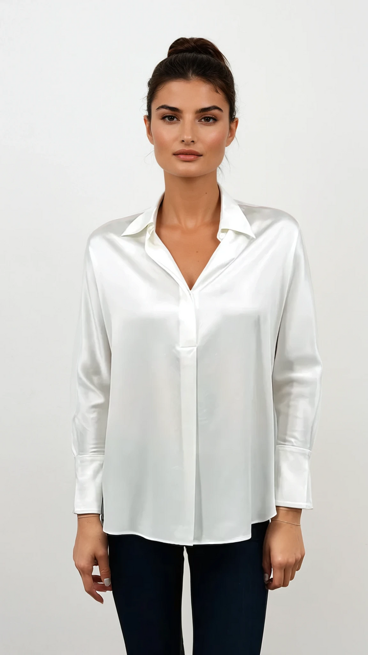 Diomi Isla Half Button Blouse in White available at Barbara Katz
