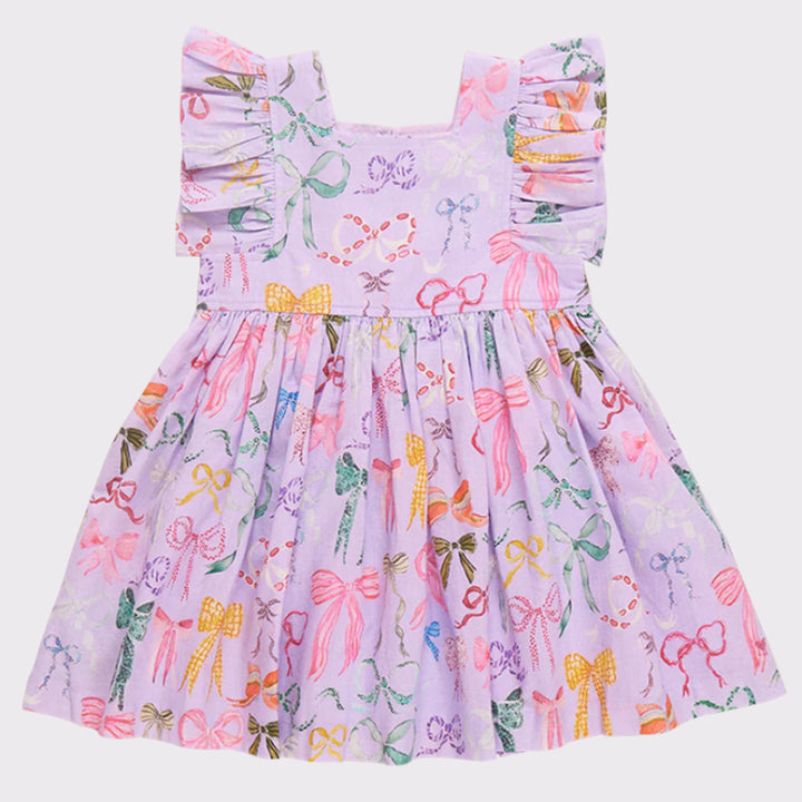Pink Chicken Girls Elsie Dress - Lavender Watercolor Bows available at Barbara Katz