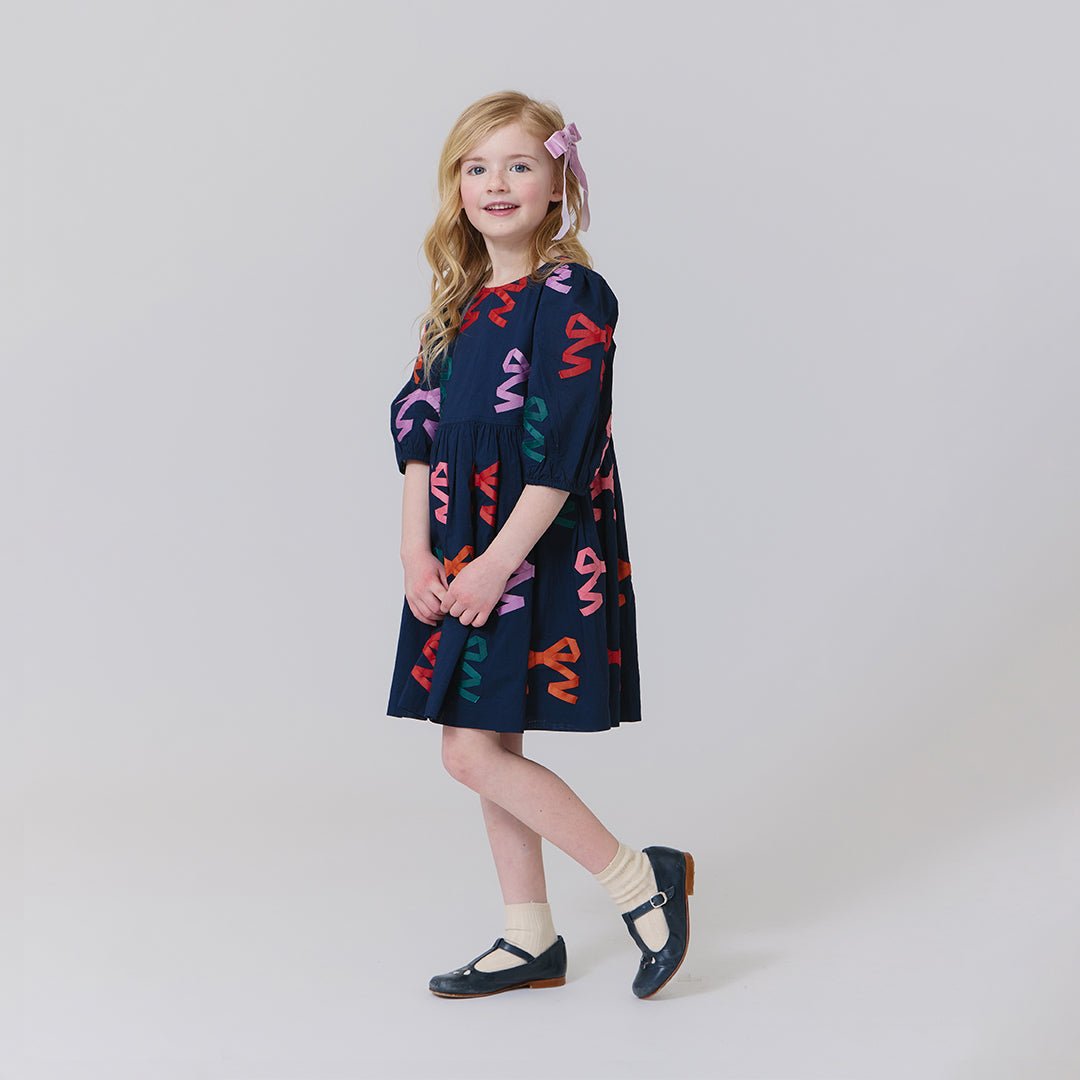Pink Chicken Girls Brooke Dress in Multi Bow Applique available at Barbara Katz