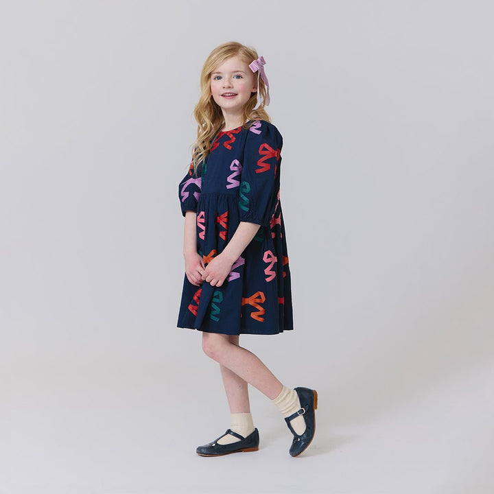 Pink Chicken Girls Brooke Dress in Multi Bow Applique available at Barbara Katz