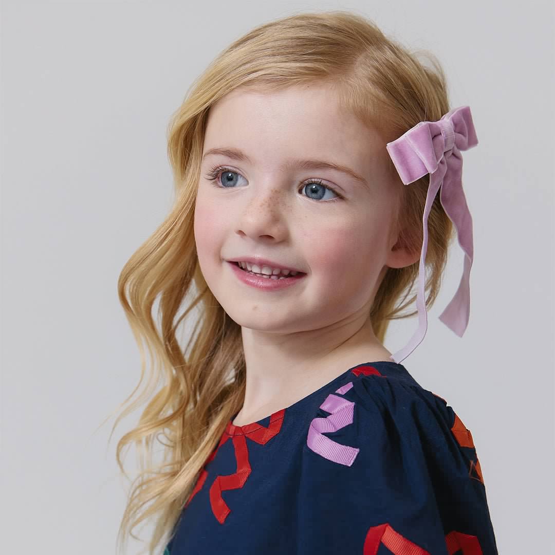 Pink Chicken Girls Brooke Dress in Multi Bow Applique available at Barbara Katz