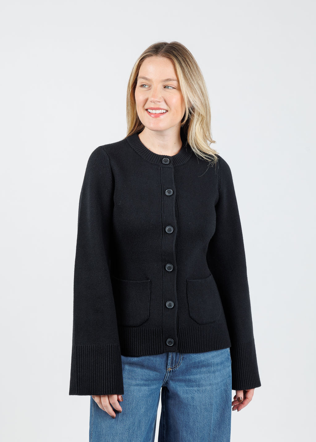 Pistola Dani Sweater Cardigan in Noir available at Barbara Katz