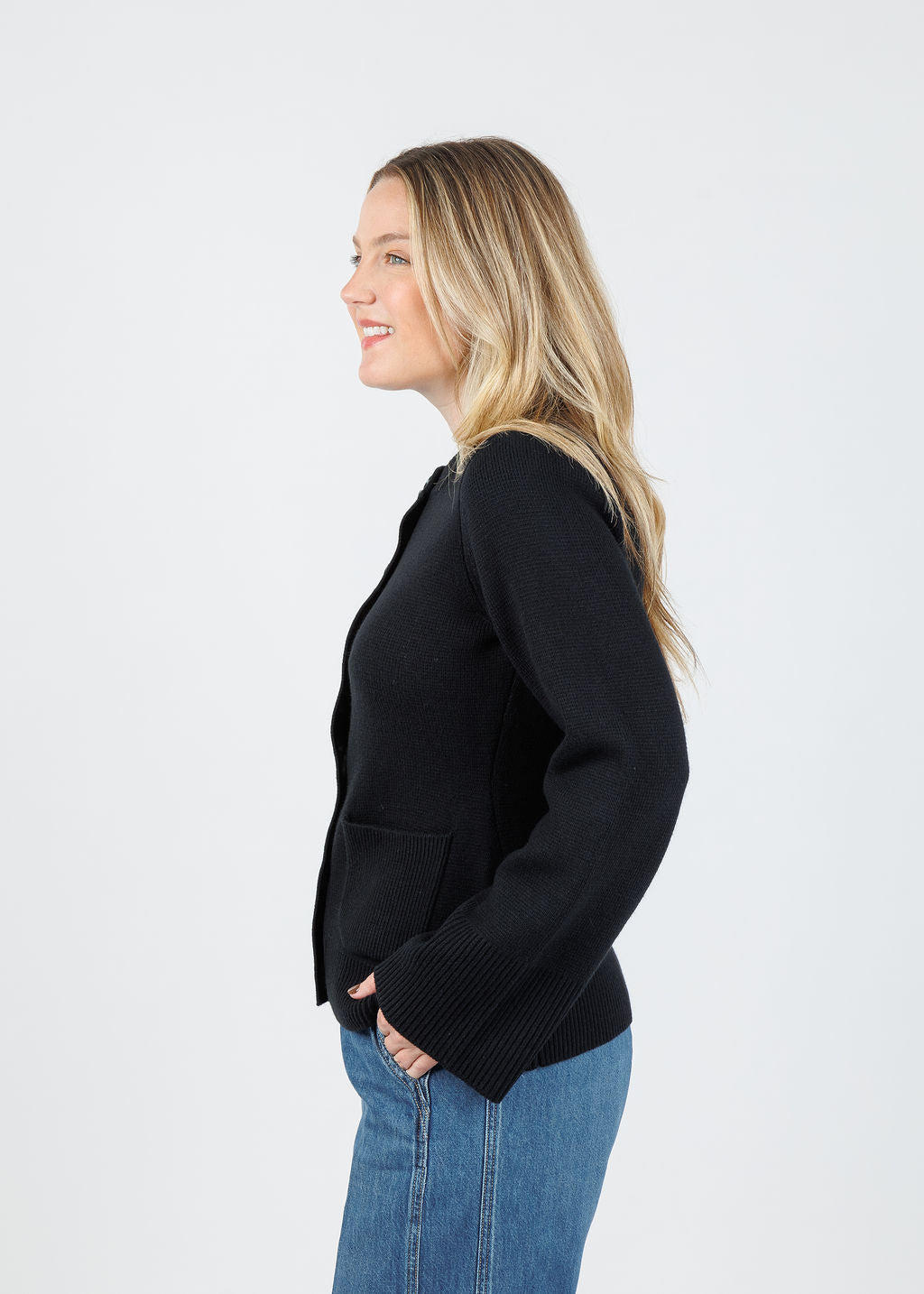 Pistola Dani Sweater Cardigan in Noir available at Barbara Katz