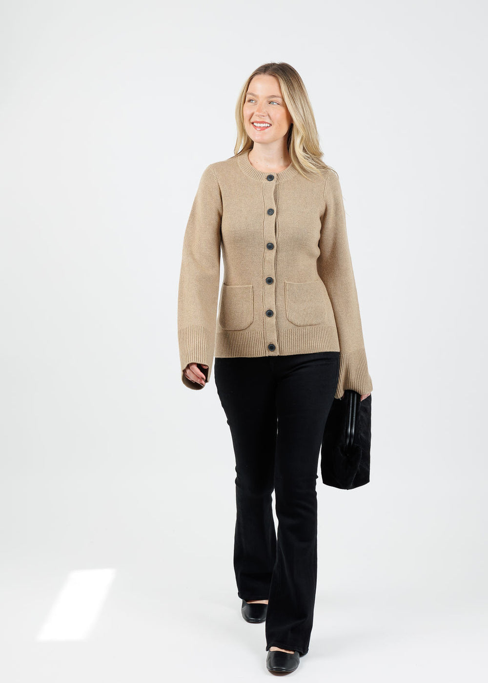 Pistola Dani Sweater Cardigan in Toasted Wheat available at Barbara Katz