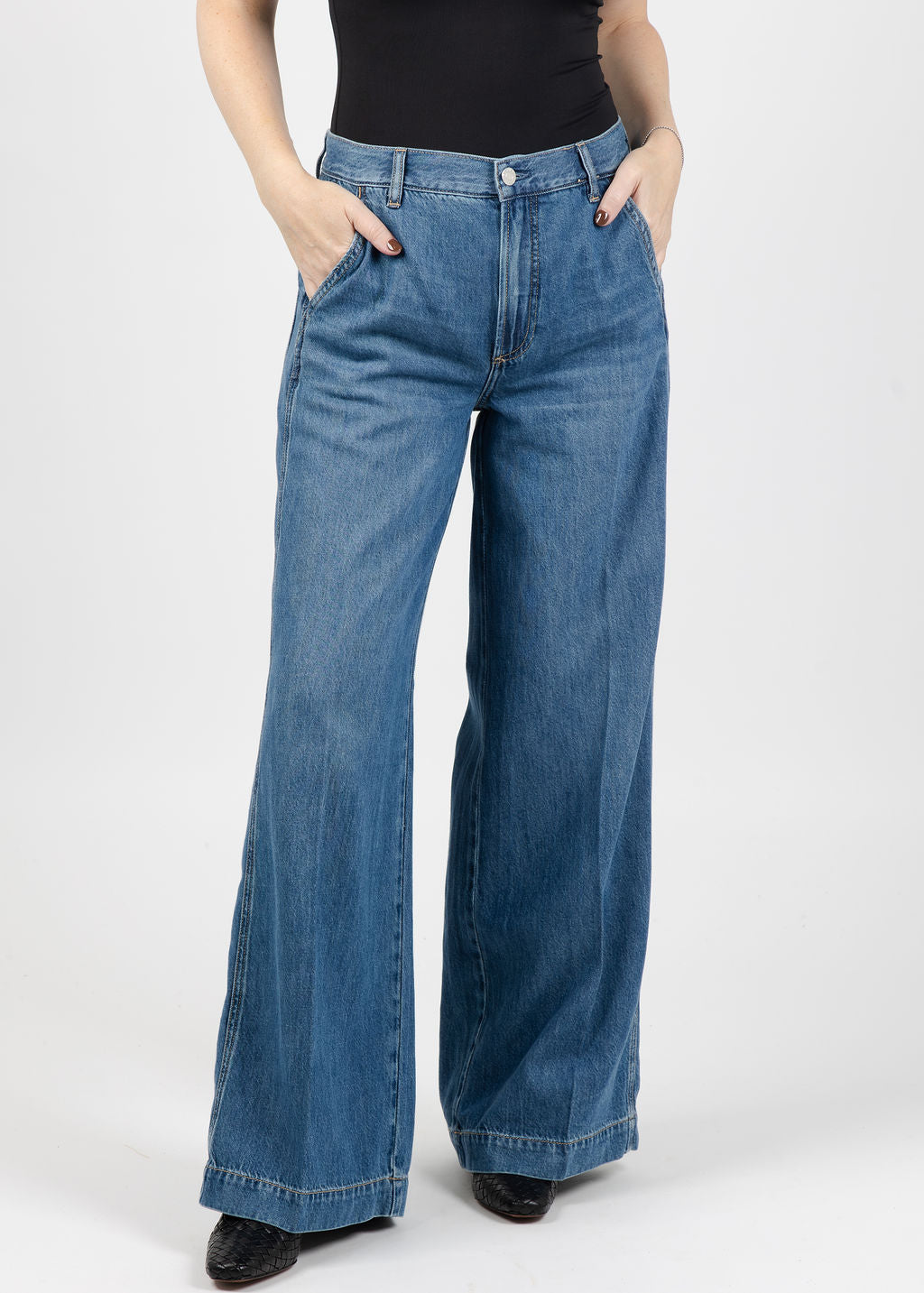 Pistola Jadyn Double Button Low Slung Palazzo Jeans in Imagine available at Barbara Katz