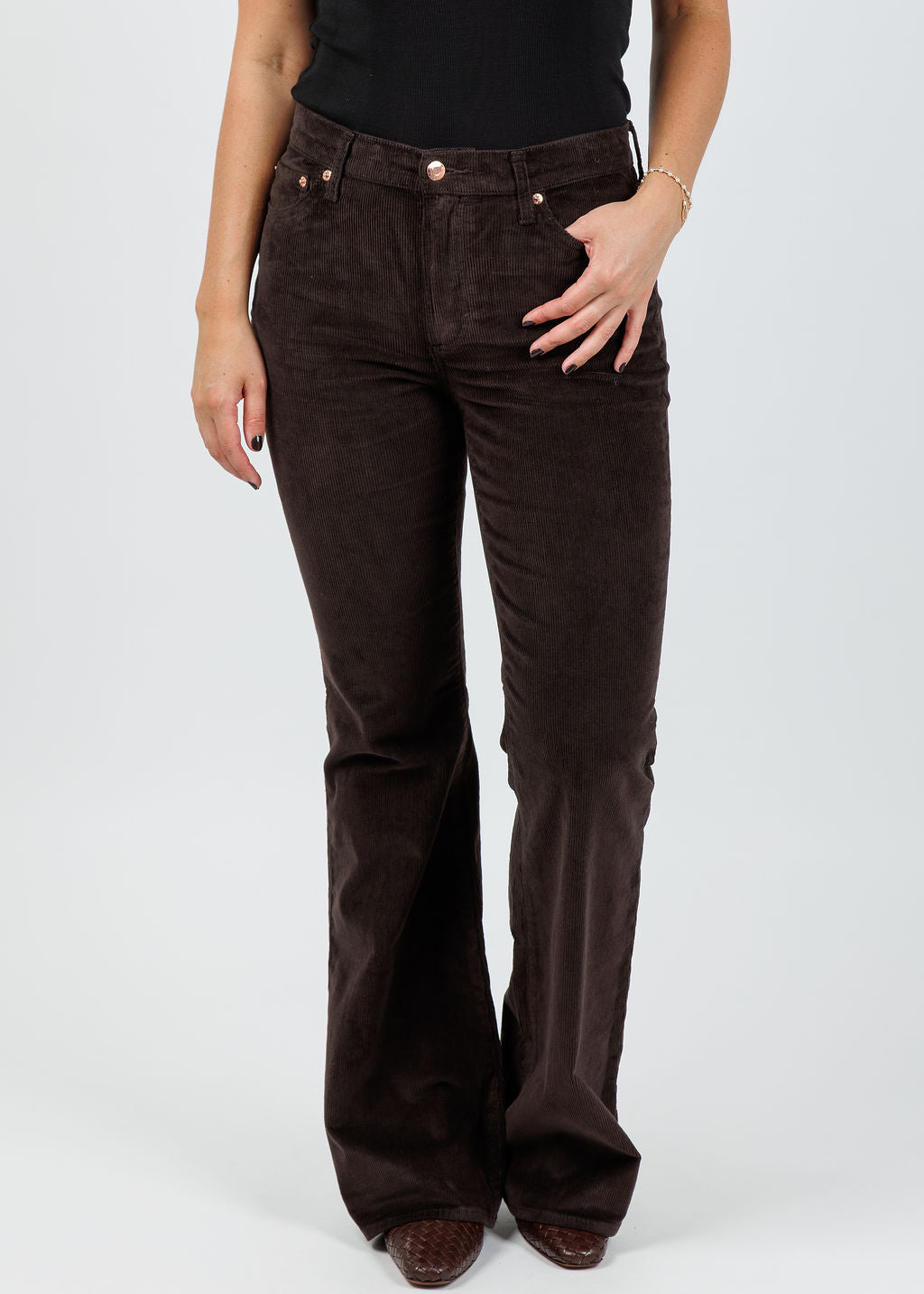 Pistola Kinsley Mid Rise Ultra Flare Jeans in Mocha available at Barbara Katz