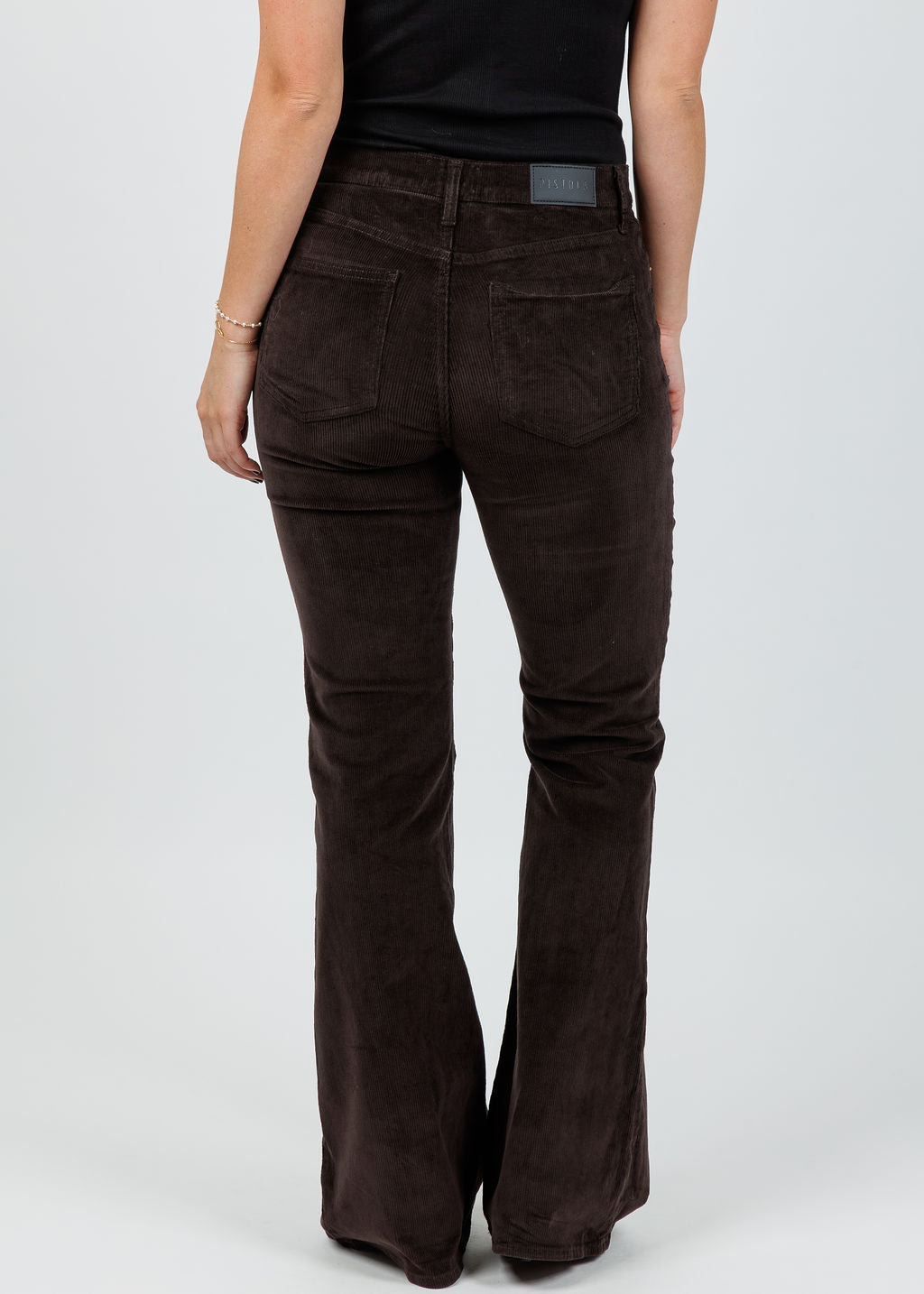 Pistola Kinsley Mid Rise Ultra Flare Jeans in Mocha available at Barbara Katz