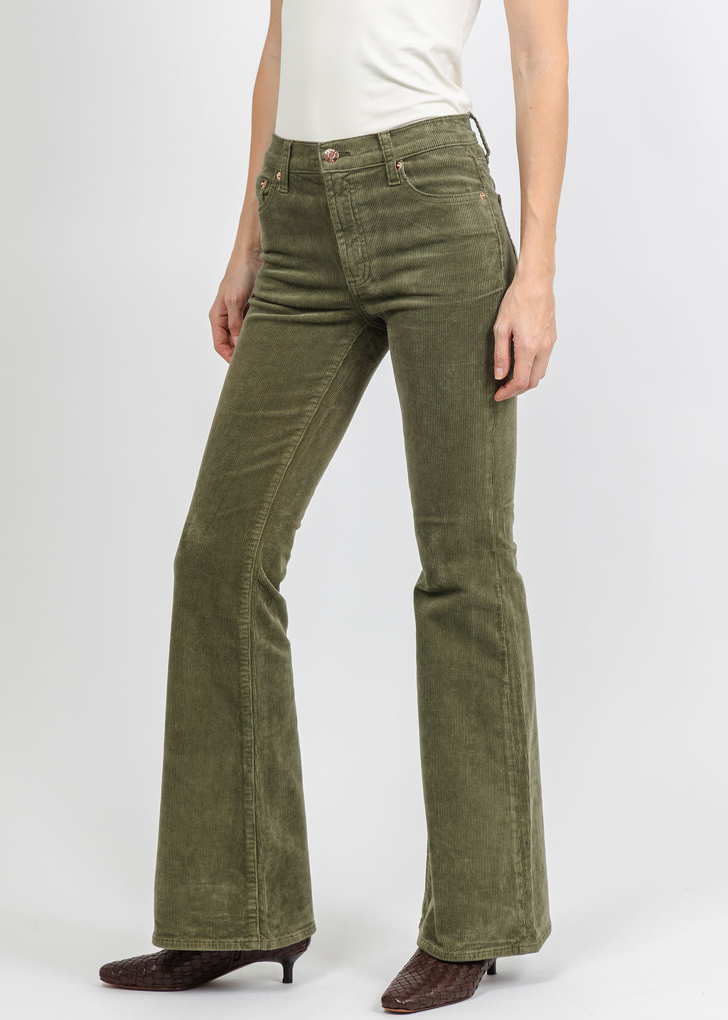 Pistola Kinsley Mid Rise Ultra Flare Jeans in Sequoia available at Barbara Katz