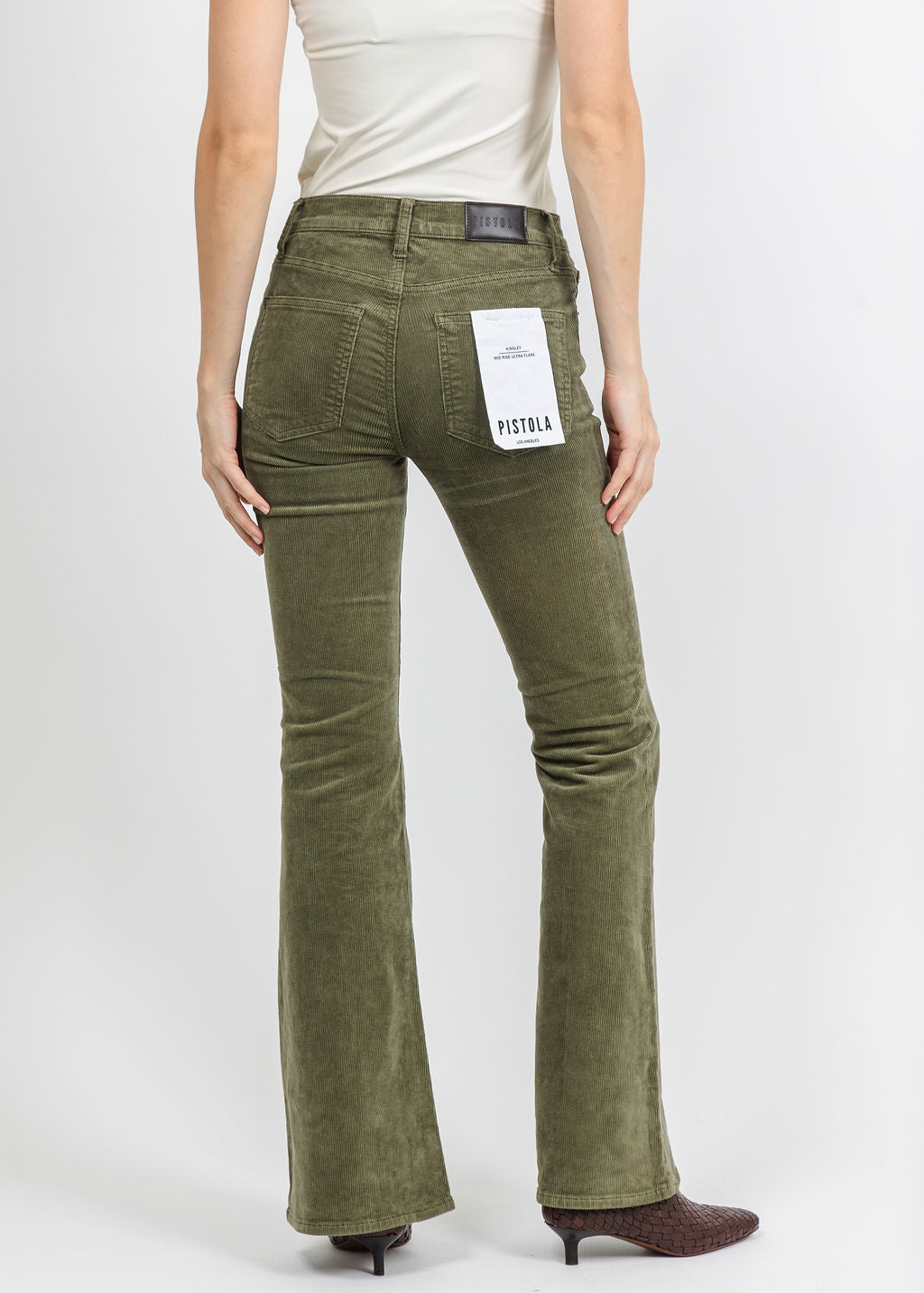 Pistola Kinsley Mid Rise Ultra Flare Jeans in Sequoia available at Barbara Katz