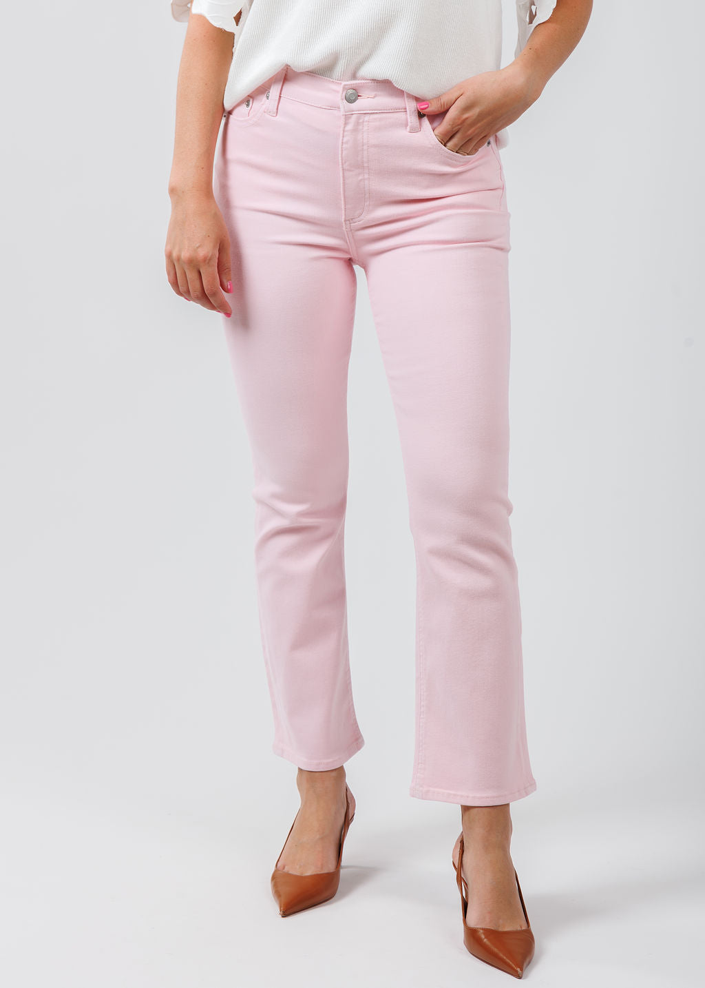 Pistola Lennon High Rise Crop Boot Jeans in Blush available at Barbara Katz