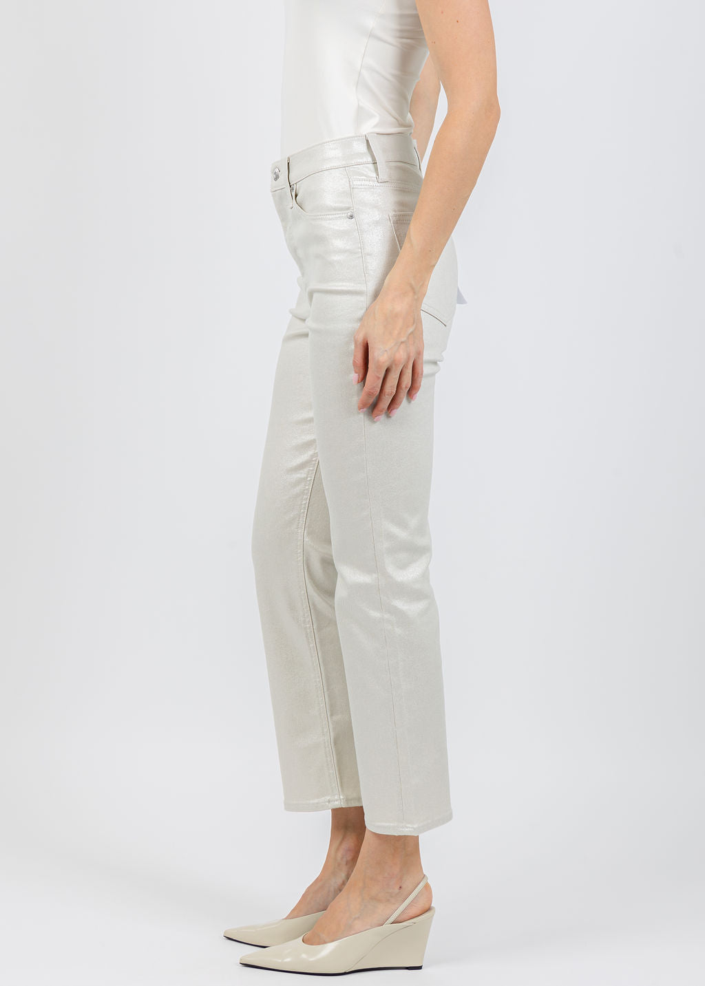 Pistola Lennon High Rise Crop Boot Pants in Ivory available at Barbara Katz