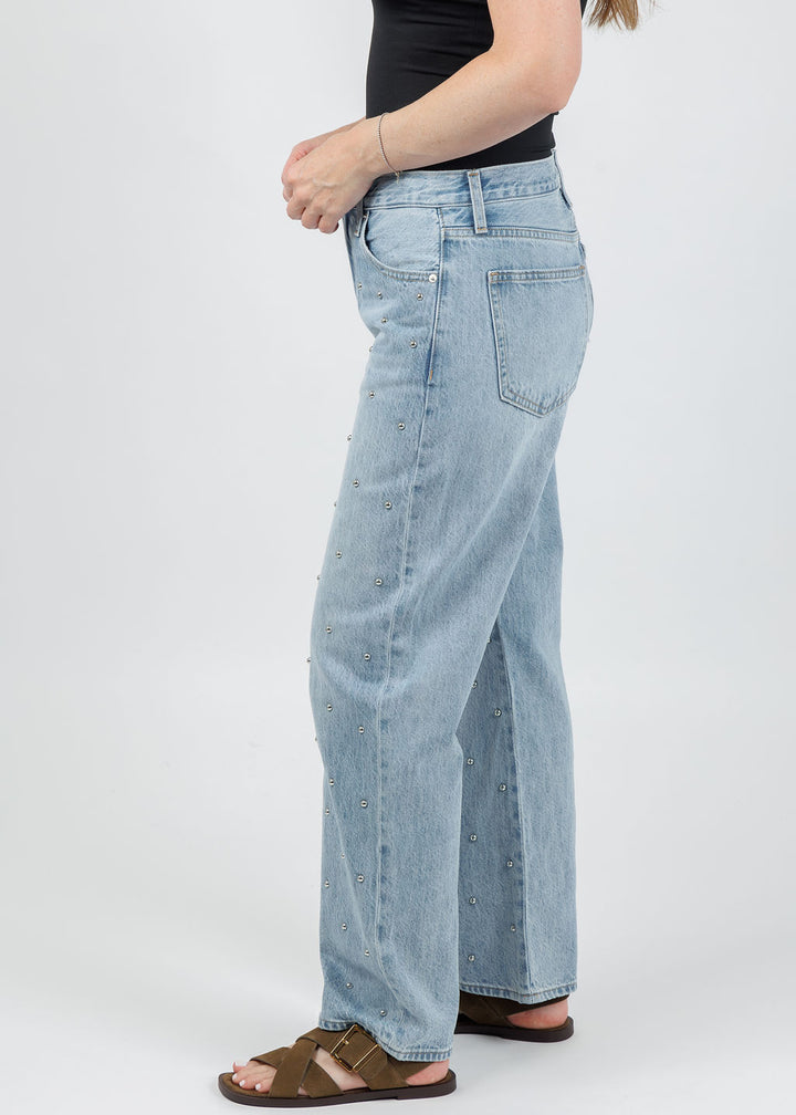 Pistola Lexi Mid Rise Bowed Straight Jeans in Aries available at Barbara Katz