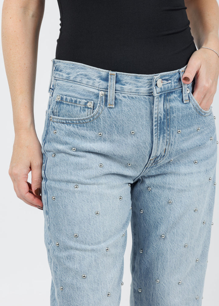 Pistola Lexi Mid Rise Bowed Straight Jeans in Aries available at Barbara Katz