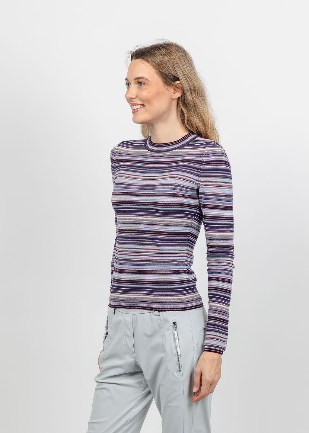 Pistola Madison Long Sleeve Crew Sweater Tee in Lovina Stripe available at Barbara Katz