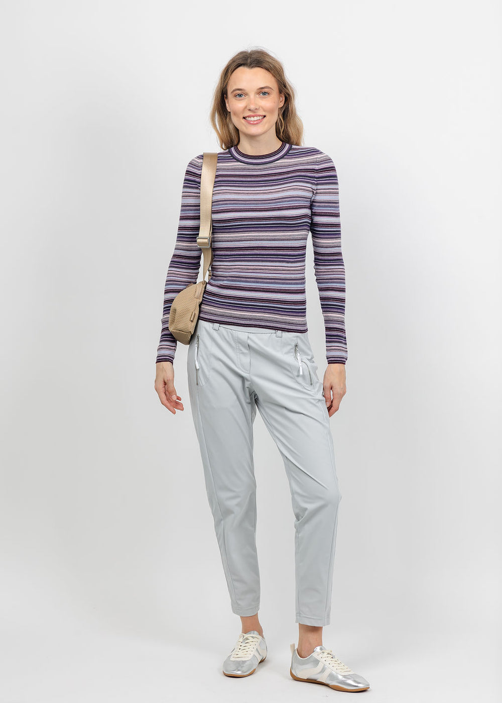 Pistola Madison Long Sleeve Crew Sweater Tee in Lovina Stripe available at Barbara Katz