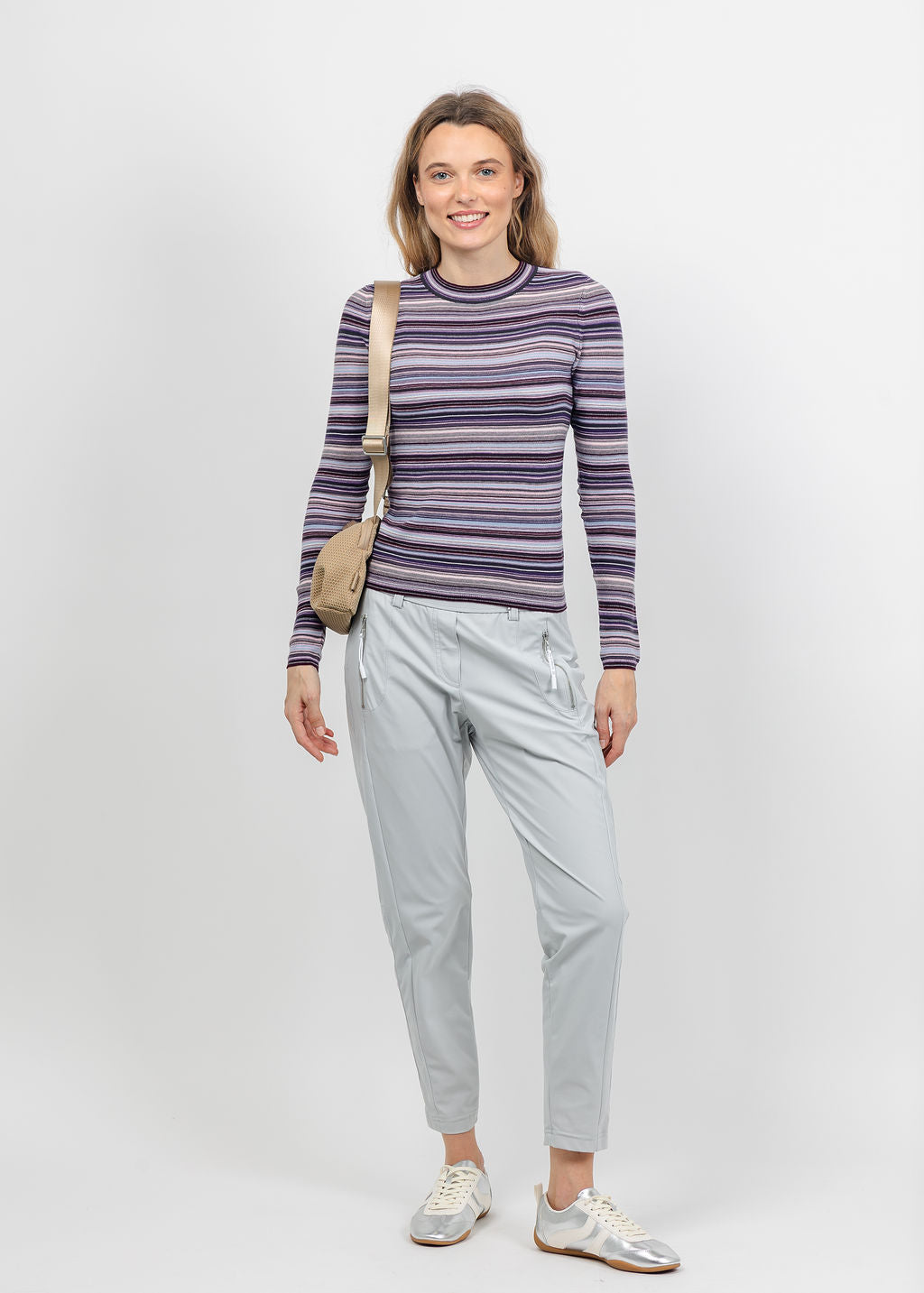 Pistola Madison Long Sleeve Crew Sweater Tee in Lovina Stripe available at Barbara Katz