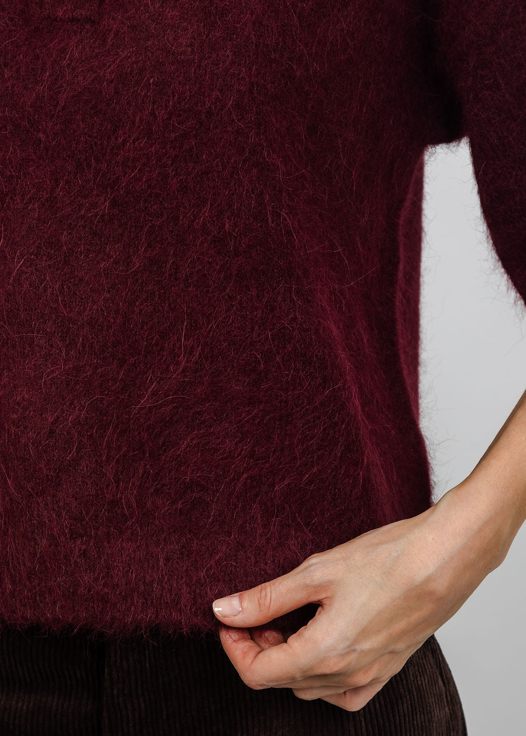 Pistola Nadya Alpaca Blend Boxy Polo Sweater in Cherry Wine available at Barbara Katz