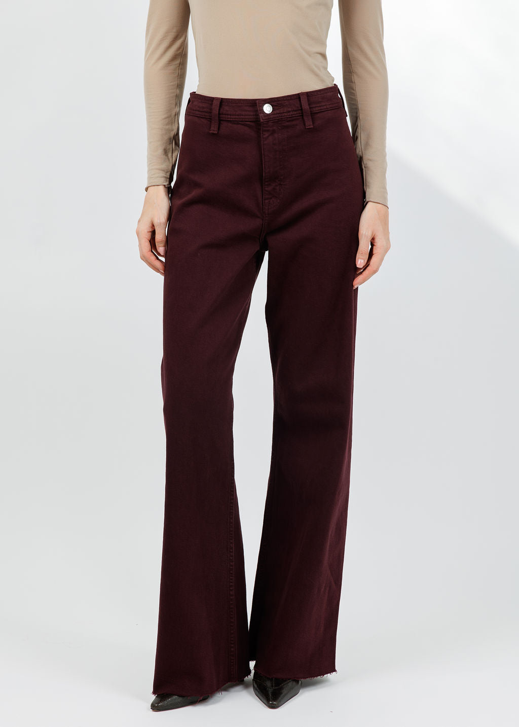 Pistola Penny High Rise Wide Jeans in Claret available at Barbara Katz