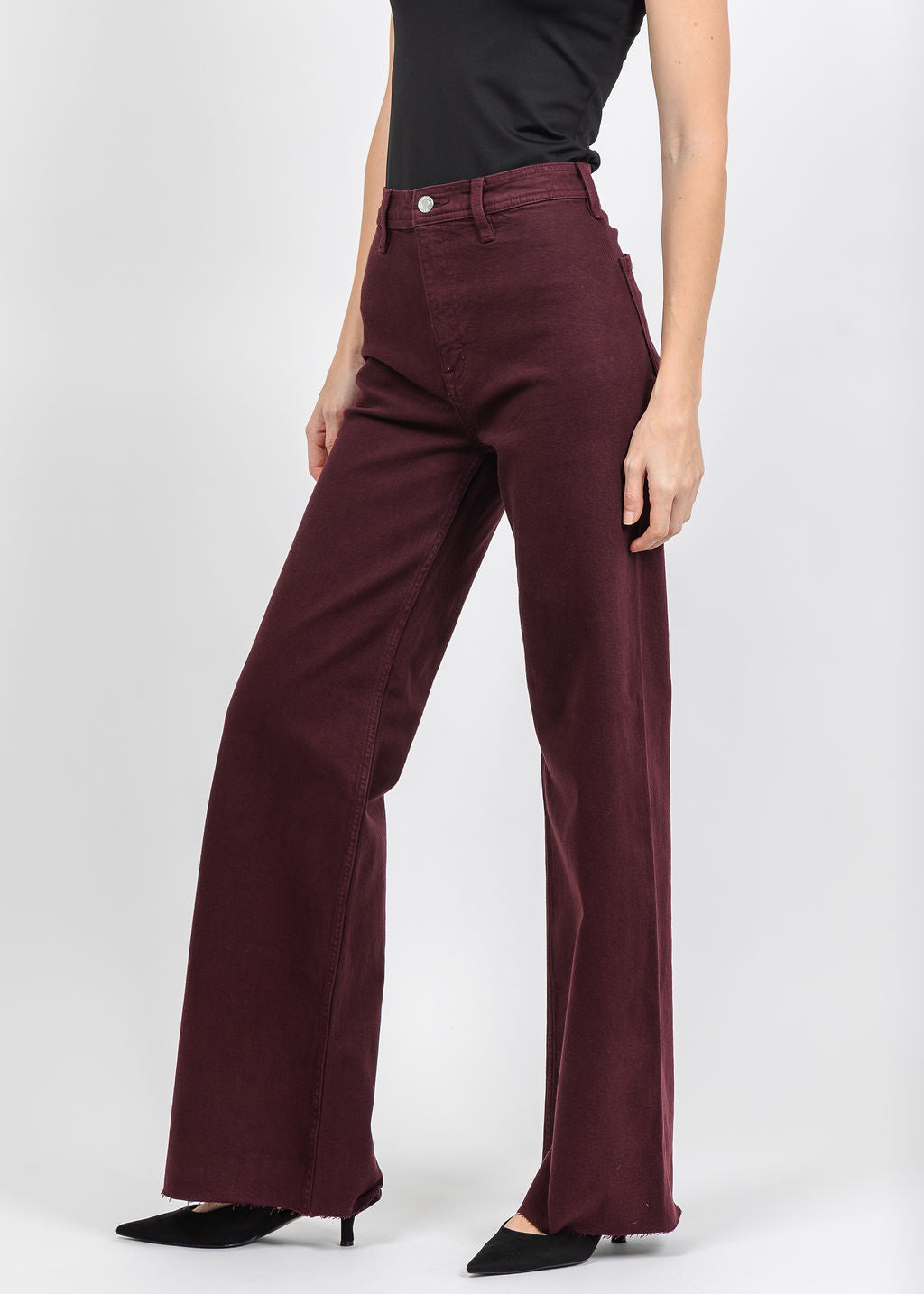 Pistola Penny High Rise Wide Leg Jeans in Claret available at Barbara Katz