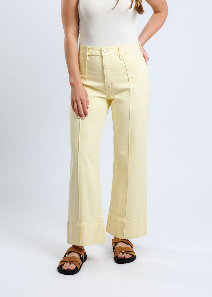 Pistola Denim Penny Pintuck High-Rise Wide-Leg Ankle Jeans in Buttercup available at Barbara Katz