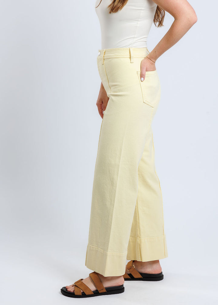 Pistola  Penny Pintuck High-Rise Wide-Leg Ankle Jeans in Buttercup available at Barbara Katz