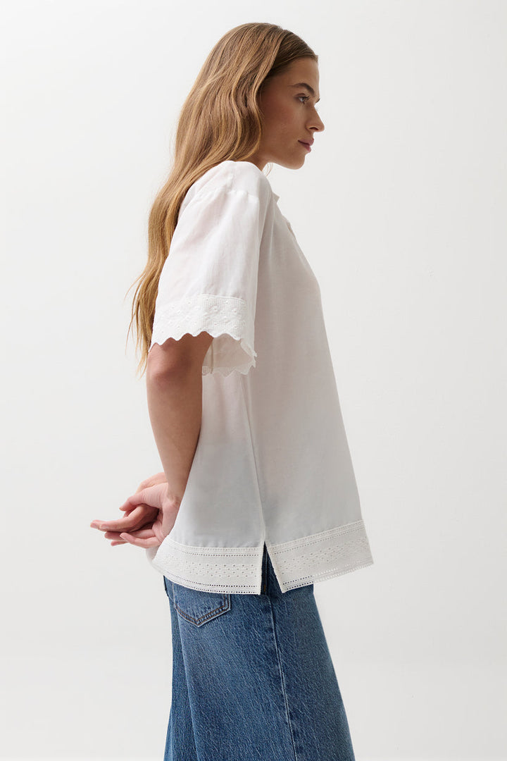 Pistola Maliah Silk Blend Camp Shirt in White available at Barbara Katz