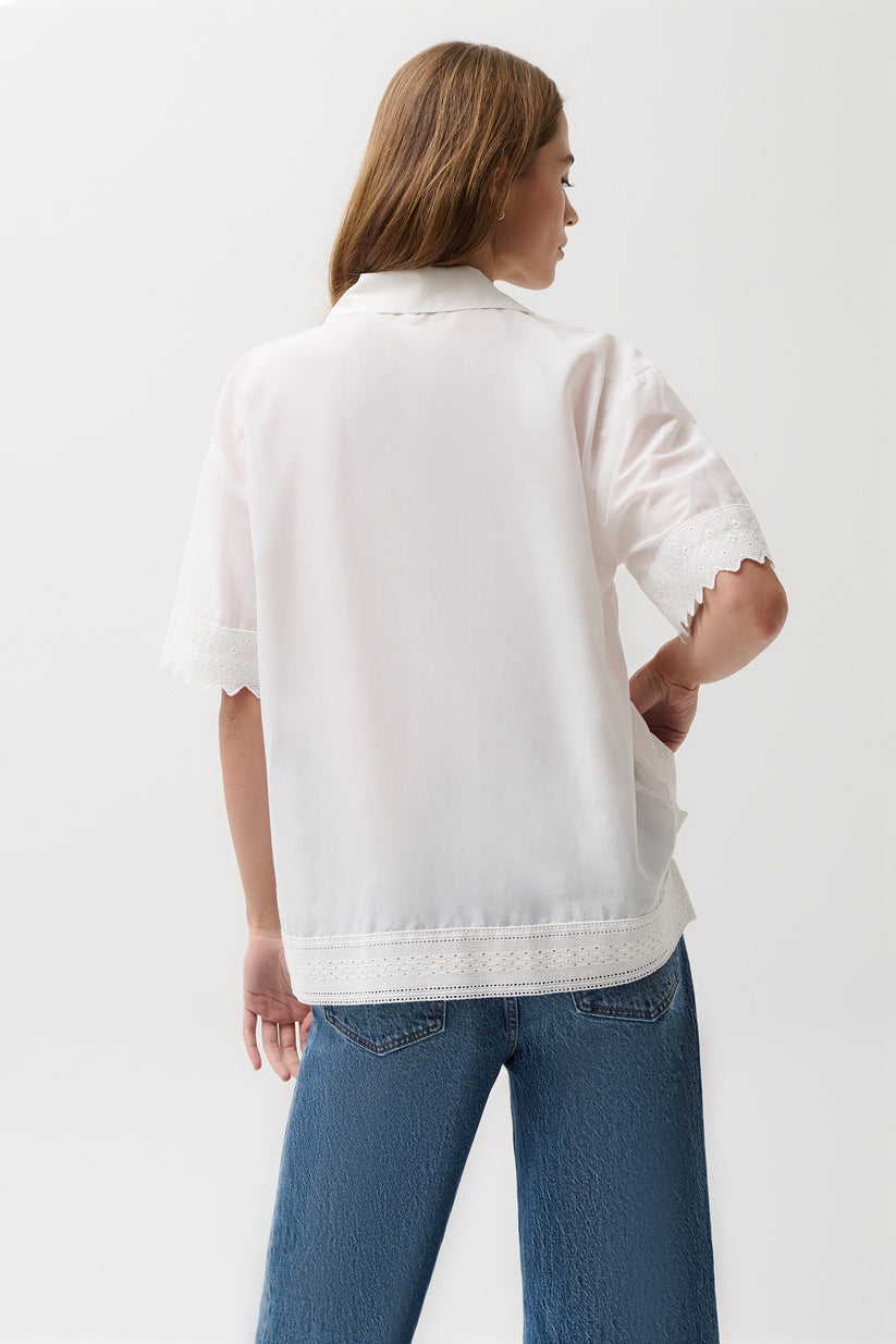 Pistola Maliah Silk Blend Camp Shirt in White available at Barbara Katz