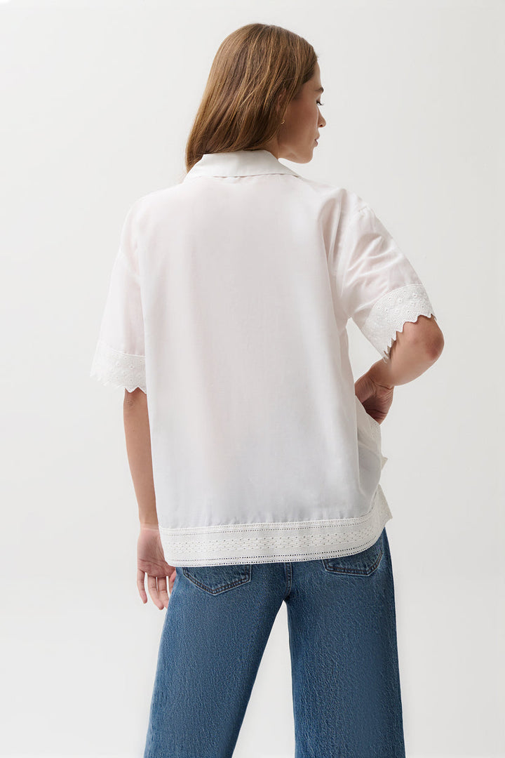 Pistola Maliah Silk Blend Camp Shirt in White available at Barbara Katz