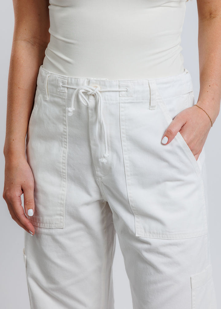 Pistola Sabrina Barrel Cargo Pants in White available at Barbara Katz