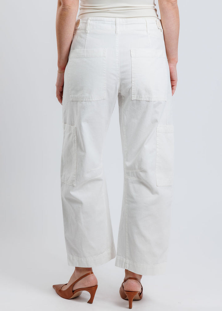 Pistola Sabrina Barrel Cargo Pants in White available at Barbara Katz