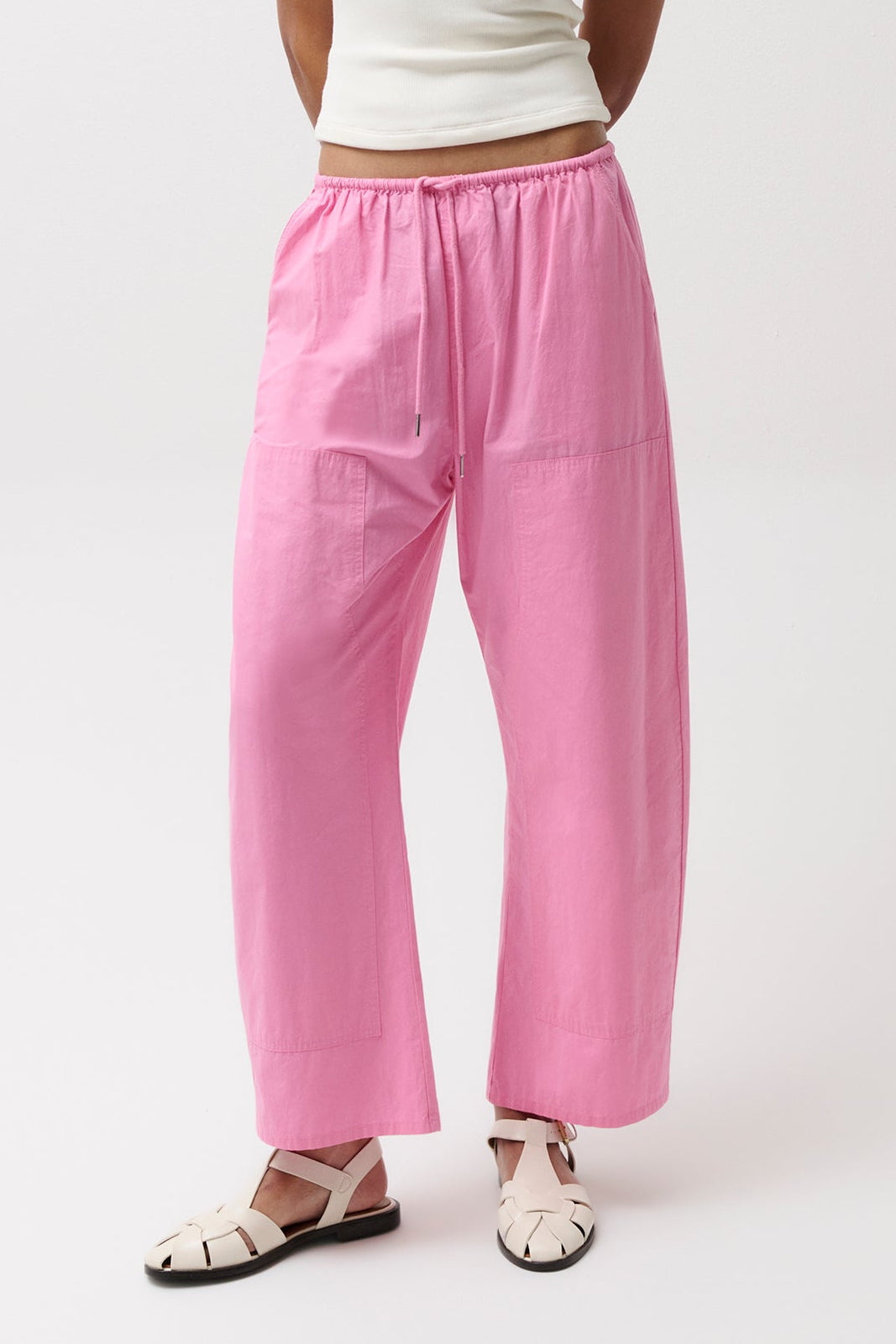 Pistola Theo Drawstring Poplin Pants in Azalea available at Barbara Katz