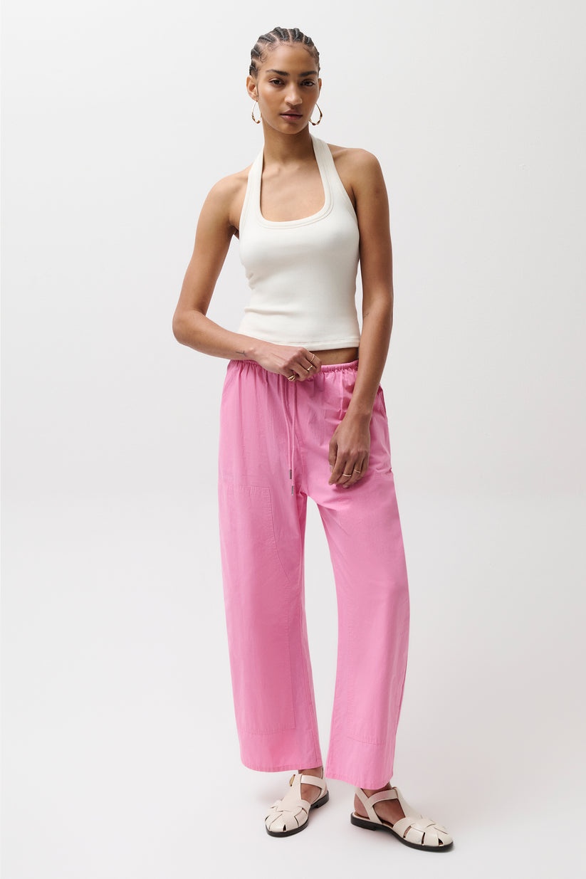 Pistola Theo Drawstring Poplin Pants in Azalea available at Barbara Katz