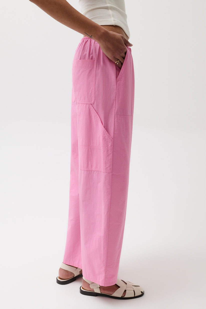 Pistola Theo Drawstring Poplin Pants in Azalea available at Barbara Katz