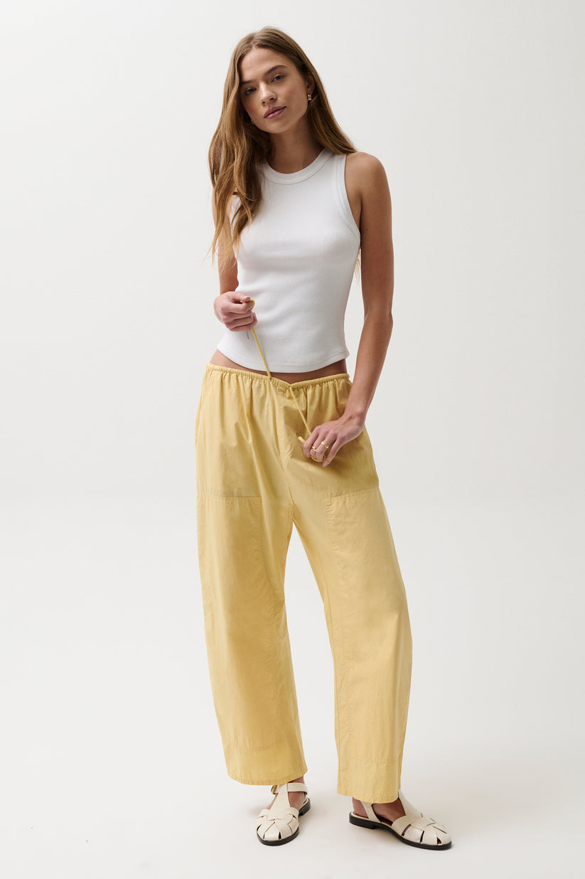 Pistola Theo Drawstring Poplin Pants in Light Turmeric available at Barbara Katz