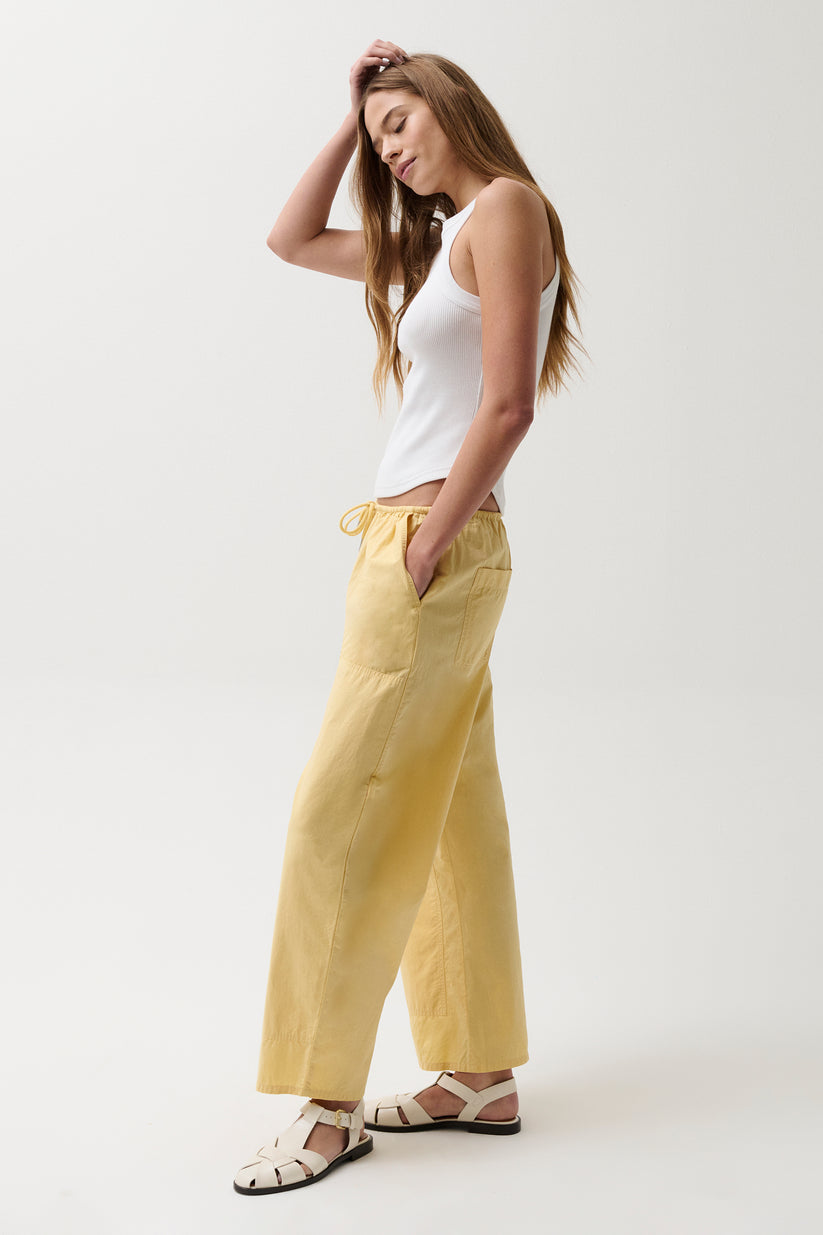 Pistola Theo Drawstring Poplin Pants in Light Turmeric available at Barbara Katz
