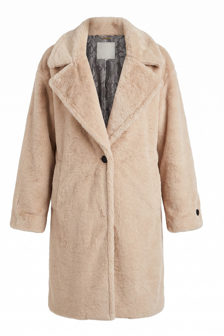 Adroit Atelier Polly Long Faux Fur Coat in Cappuccino available at Barbara Katz