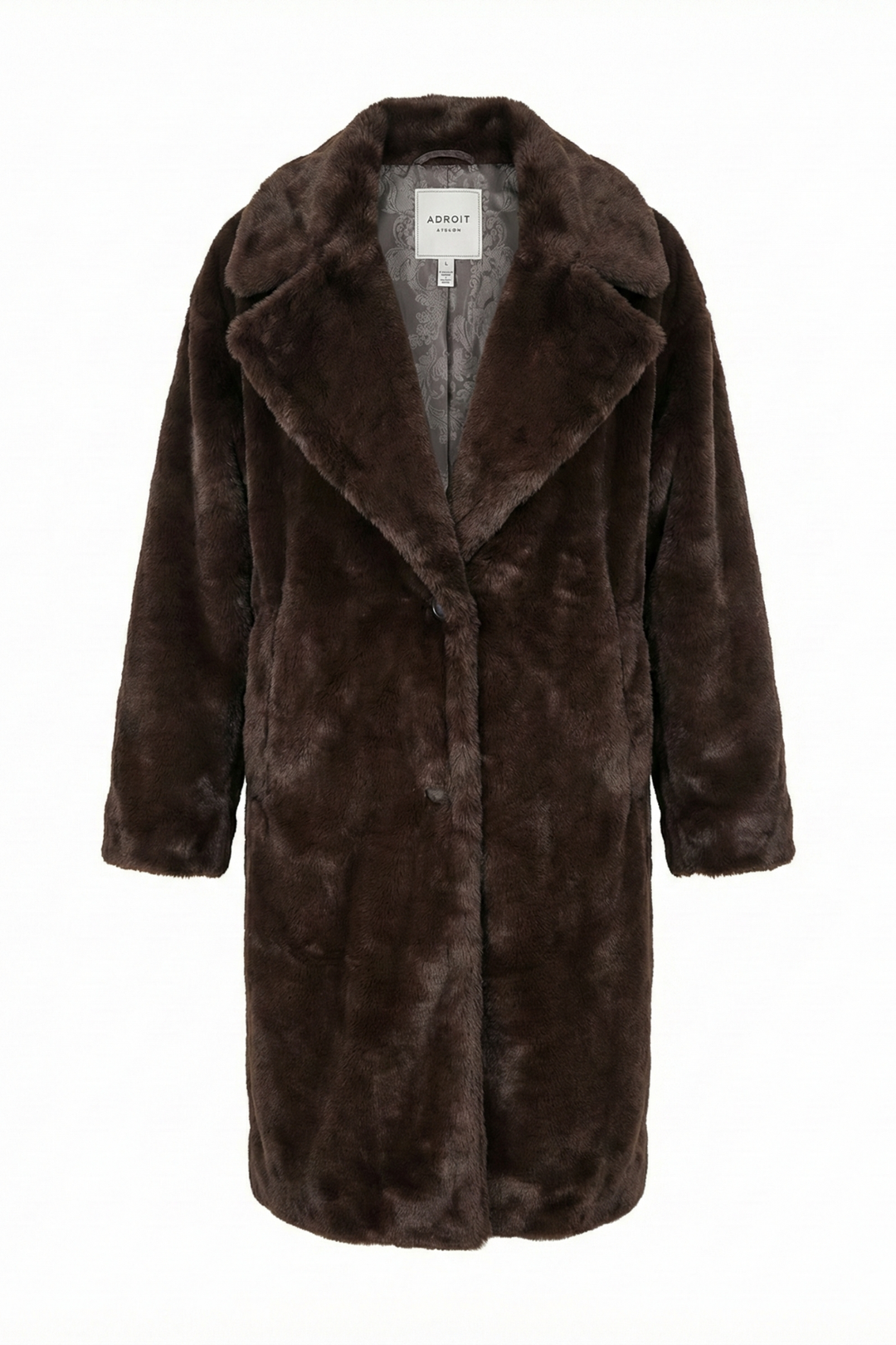 Adroit Atelier Polly Long Faux Fur Coat in Dark Chocolate available at Barbara Katz
