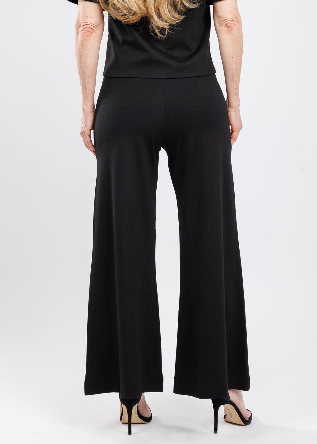Ripley Rader Ponte Knit Cropped Wide Leg Pants in Black available at Barbara Katz