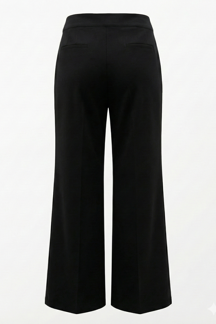 Adroit Atelier Preston Stretch Pin Tuck Ponte Pant With Slant Pockets in Black available at Barbara Katz